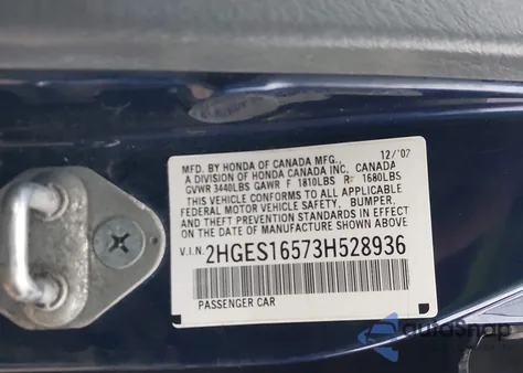 2003 Honda Civic Lx from USA, damaged, VIN 2HGES16573H528936